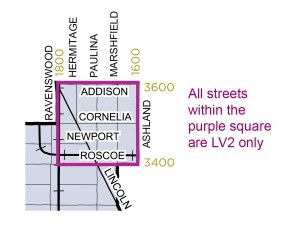 A diagram of the Level-2 Wrigleyville parking zone. Image Courtesy of Chicago's 32nd Ward