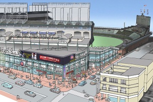 A mock-up of proposed Wrigley Field renovations. Image courtesy of AP Photo/Chicago Cubs